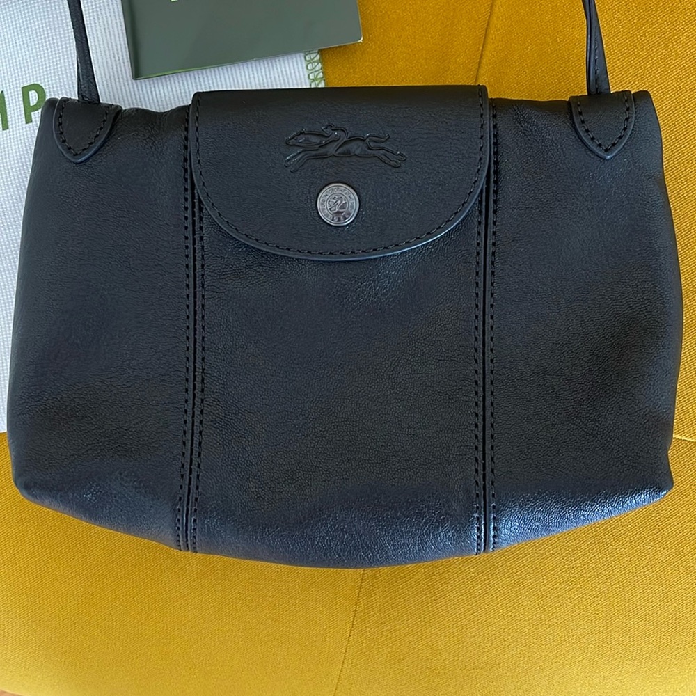 Longchamp Black Mini Leather Crossbody Purse - Picture 2 of 7